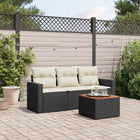 4-Delige Loungeset Met Kussens Poly Rattan Zwart