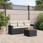 Loungeset 4-delig poly rattan zwart