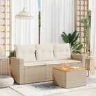 4-Delige Loungeset Met Kussens Poly Rattan Beige beige and cream