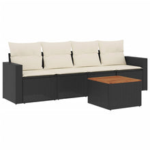5-Delige Loungeset Met Kussens Poly Rattan Zwart