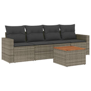 Loungeset 5-delig poly rattan grijs