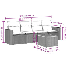 5-Delige Loungeset Met Kussens Poly Rattan Grijs