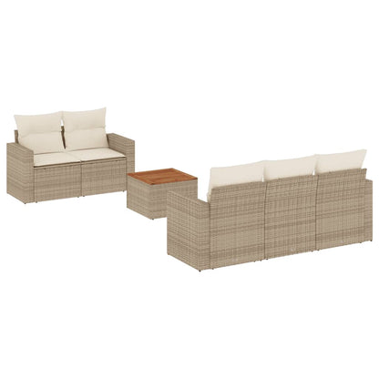 6-Delige Loungeset Met Kussens Poly Rattan Beige beige and cream