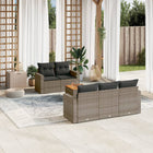 6-piece Lounge Set with Cushions Poly Rattan Grey