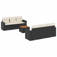 7-Delige Loungeset Met Kussens Poly Rattan Zwart