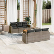 Loungeset 7-delig poly rattan grijs
