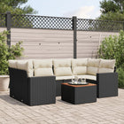 7-Delige Loungeset Met Kussens Poly Rattan Zwart