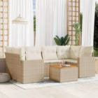 7-Delige Loungeset Met Kussens Poly Rattan Beige