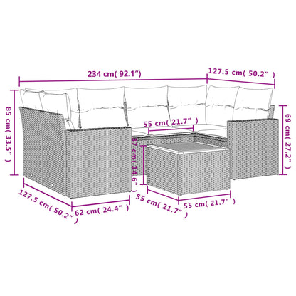 7-Delige Loungeset Met Kussens Poly Rattan Beige