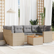 Loungeset 7-delig poly rattan beige