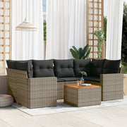 Loungeset 7-delig poly rattan grijs