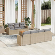 Loungeset 8-delig poly rattan beige