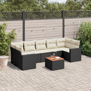 8-piece Lounge Set with Cushions Polyrattan Black