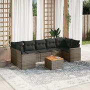 Loungeset 8-delig poly rattan grijs