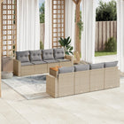 9-Delige Loungeset Met Kussens Poly Rattan Beige en grijs