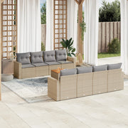 Loungeset 9-delig poly rattan beige