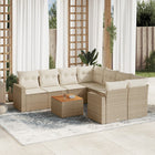 Loungeset 9-delig poly rattan beige
