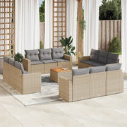 Loungeset 13-delig poly rattan beige