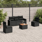 6-piece Lounge Set with cushions poly rattan black