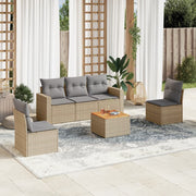 Loungeset 6-delig poly rattan beige