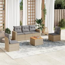 6-Delige Loungeset Met Kussens Poly Rattan Beige