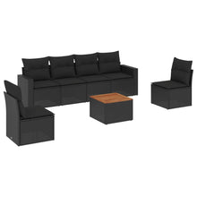 7-Delige Loungeset Met Kussens Poly Rattan Zwart