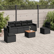 Loungeset 7-delig poly rattan zwart