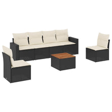 7-Delige Loungeset Met Kussens Poly Rattan Zwart