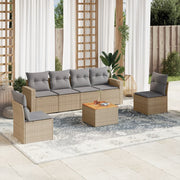 Loungeset 7-delig poly rattan beige