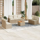 8-Delige Loungeset Met Kussens Poly Rattan Beige