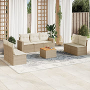 Loungeset 8-delig poly rattan beige