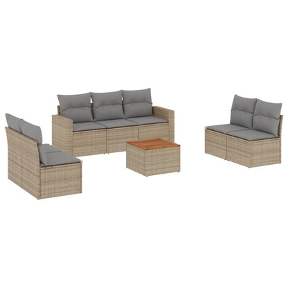 8-Delige Loungeset Met Kussens Poly Rattan Beige