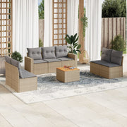 Loungeset 8-delig poly rattan beige