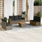 8-piece Lounge Set with Cushions Poly Rattan Grey