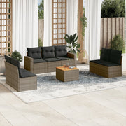 Loungeset 8-delig poly rattan grijs