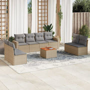 Loungeset 9-delig poly rattan beige