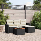 5-Piece Loungeset with Cushions Poly Rattan Black