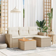 Loungeset 5-delig poly rattan beige