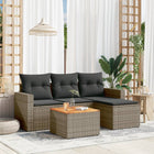 5-piece Loungeset with cushions poly rattan grey