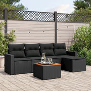 Loungeset 6-delig poly rattan zwart