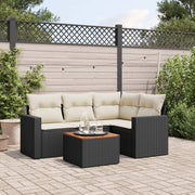 5-Piece Loungeset with Cushions Poly Rattan Black