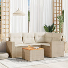 5-Delige Loungeset Met Kussens Poly Rattan Beige beige and cream