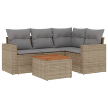 5-Delige Loungeset Met Kussens Poly Rattan Beige en grijs