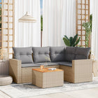 5-Delige Loungeset Met Kussens Poly Rattan Beige en grijs