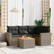 Loungeset 5-delig poly rattan grijs