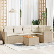 Loungeset 6-delig poly rattan beige