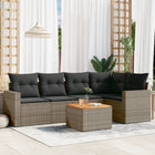 6-piece Lounge Set with Cushions Poly Rattan Grey