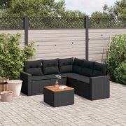 Loungeset 6-delig poly rattan zwart