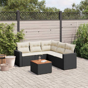 6-piece Lounge Set with cushions poly rattan black