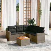 Loungeset 6-delig poly rattan grijs